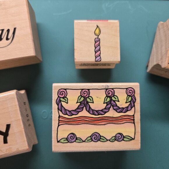 Set of 5 Birthday Themed Rubber Stamps - Picture 3 of 10